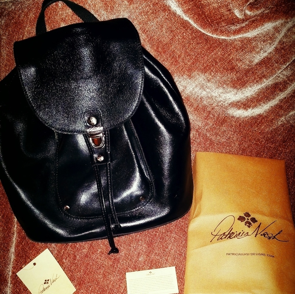 Patricia Nash black leather backpack